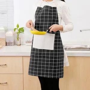 린넨 모던체크 카페앞치마 앞치마(블랙) 공방 주방앞치마 공방앞치마