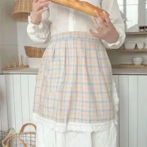 [콩심팥심]체크 하프 에이프런 예쁜 앞치마 주방 카페 꽃집 허리 앞치마