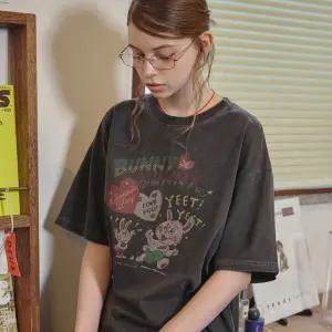 BUNNYNNY 피그먼트 반팔티 스모크블랙