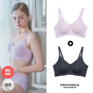[크로커다일]라이크라 인견쉘론 몰드부착 더블스트랩 브라 2종 CDWBR5N3536