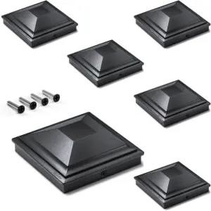 SIDiNLAR 4x4 포스트 캡 블랙 6 팩 펜스 커버 야외 방수 데크 메일함 파티오 장식용 3.5x3.5 목재/비닐