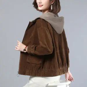 여성 후드 자켓 루즈핏 캐주얼 간절기 여성 코듀로이 자켓 빅사이즈 아우터 점퍼 집업 야상