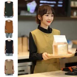 생활 방수 조끼 앞치마 바리스타 롱 사이즈 앞치마 주머니 남녀공용