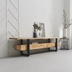 [인터데코]고급스러운 원목소재로 만든 거실 tv장 서랍형 210cm P0000BXB