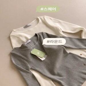 (MADE/이지워셔블/3type/소프트쫀쫀) 노벤 라운드 스퀘어 브이넥 펜던트 골지 니트 nt