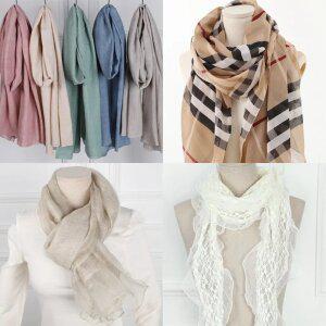 2026 봄 신상 스카프 체크 레이스 면 여성 선물