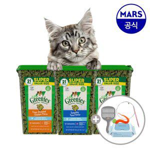 필라인 그리니즈 대용량팩 595g+모래삽+고양이낚시대+베베숲물티슈