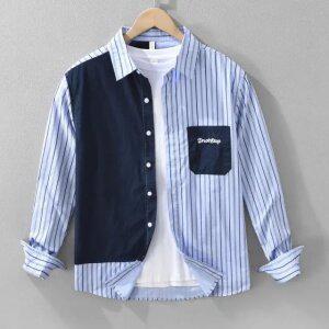 남성셔츠 스판 옥스포드 체크 긴팔 오버핏 빅사이즈 남방