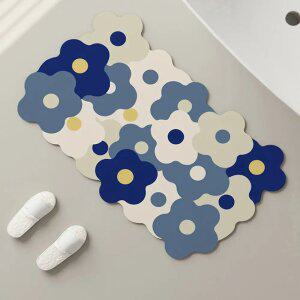 빨아쓰는 미끄럼방지 플라워 규조토발매트 주방 거실 욕실 발판매트