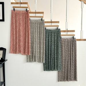 J2K 플리츠 팬츠 8부 냉감 꽃무늬 촌캉스 냉장고 바지