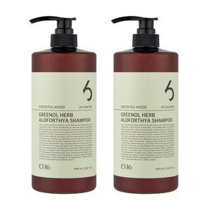 CH6 그리놀 허브 알로포시아 탈모샴푸 그린티우드향 1000ml 2개