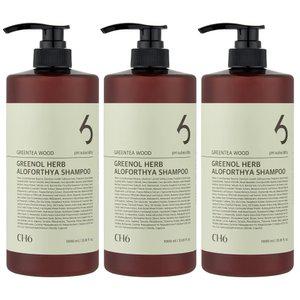 CH6 그리놀 허브 알로포시아 탈모샴푸 그린티우드향 1000ml 3개