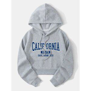 세미오버핏 크롭 후드티셔츠 여성 긴팔 맨투맨