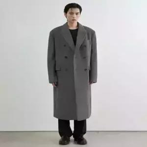 [매장정품] musinsastandard 캐시미어 블렌드 머스큘린 더블 체스터필드 롱 코트 [미디엄 그레이]