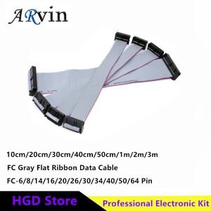 2.54mm 피치 JTAG ISP 다운로드 케이블 FC-6/8/10/14/16/20/24/40/50/64 핀 DC3 IDC 박스 헤더용 회색 플랫