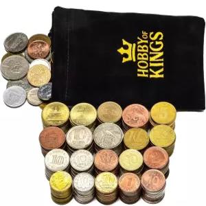 보드 게임 코인 세트 - 64 총 200 포인트 실제 유통 토큰 게임화 가치 시스템 1 2 5 10 액면가