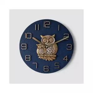( )루미나D 거실 인테리어 부엉이 무타공 무소음 벽시계 블루