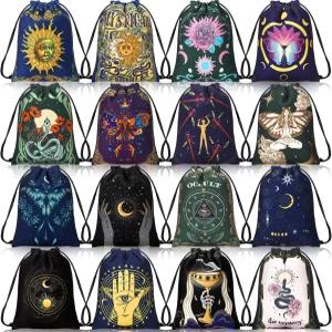 카시텐 16개 타로 카드 벨벳 보관 가방 벌크 드로스트링 매니아를 위한 주사위 보석 파우치 손 선물 7.1 x