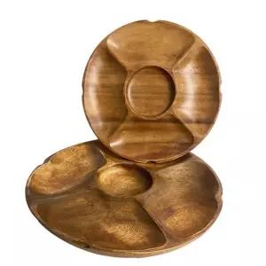 원목플레이트 안주접시 나무소반 아카시아나무 원형 5절 소반