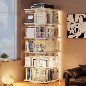 투명 회전책장 3단 조립식 틈새 공간활용 이동식 4단 선반 대형 아이방 아크릴