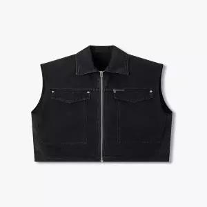 [VOV] 우븐 믹스 데님 집업 베스트 (7156220001)