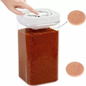 FMOACEN 흑설탕 용기 밀폐형 1.8QT (1.7L) 키퍼 세이버 스태커블 플라스틱 투명 저장 쉽게 열 수 있는 뚜껑