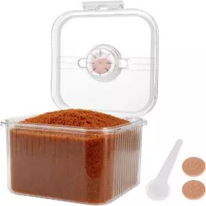 FMOACEN 밀폐형 흑설탕 용기 5.2Qt(5L) 큰 보관 스푼 플라스틱 투명 식품 세이버 병 뚜껑이 있는 가정용