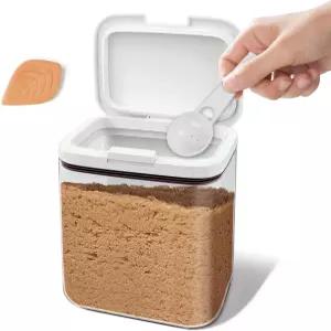 홀리엔텐 브라운 설탕 저장 용기와 점토 숟가락이 달린 2쿼트(64온스) 밀폐 주방 용기 - 흑설탕을 촉촉하고