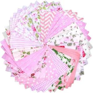 퀼팅용 42Pc 참 팩 5인치 핑크 패브릭 사각형 프리컷 코튼 레이어 케이크 꽃무늬 바느질 및 퀼팅 DIY