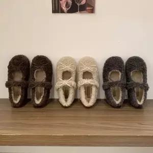 여성용 워킹화 슈즈 털 구두 위에 기모 솜신발 램스울 메리제인 면신발 BE5