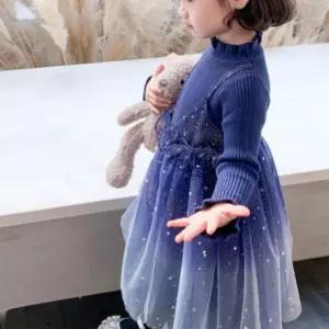 여아 아동 블리블링 원피스 네이비 니트 공주드레스