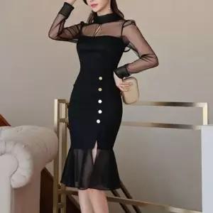 원피스 스커트 미디 망사 여친 예쁜 쉬폰 배색 러블리 플레어 움 SPO마켓5