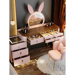 공 장대 토끼 핑크 귀여운 서랍 공주 의자 핑크화장대 모던 원룸