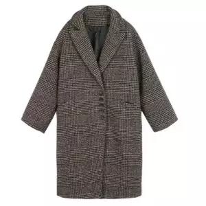 여자 룩 롱 코디 직장인 데일리 출근 겨울 코트 체크