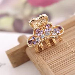 큐빅 포인트 미니 헤어 집게핀 X2개 반묶음 머리핀