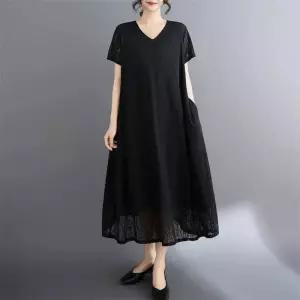 원피스 여성용 브이넥 바캉스룩 빅사이즈 레이스 원픽1