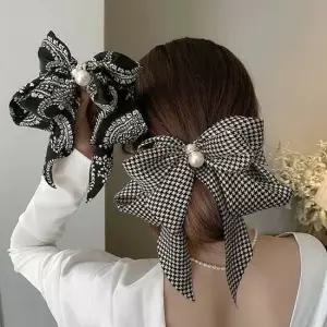 레트로 왕리본 머리핀 반묶음 자동 삔 진주 헤어 포니 자동핀 레트로핀 왕리본핀 리본자동핀 머리핀