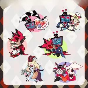 호환  지옥의 여관 키체인 연인들을 여성용 키체인 Vox Valentino 키링 천사 먼지 껍질 아크릴 펜던트 Char