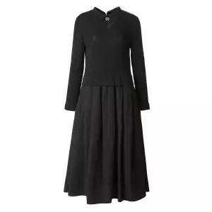 [롯데백화점]벨리시앙 폴로칼라 니트 상의 주름 스커트 원피스_OP3101