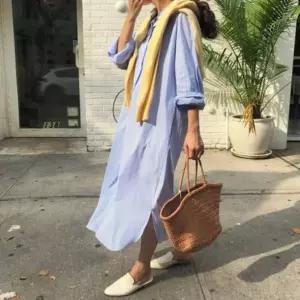 셔츠 원피스 롱 빅사이즈 루즈핏 카라 스트라이프 (WFJZCP9)