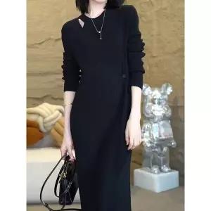 [클라쎄]클라셰 사이드원버튼니트롱원피스_B5W0238