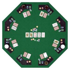 YUZPKRSI 48인치 접이식 포커 테이블 탑 8인용, 칩 트레이 및 컵 홀더가 있는 옥타곤 탑퍼, 프로 텍사스, 카드 카지노 게임용 캐리백이 u2019em 매트 개최