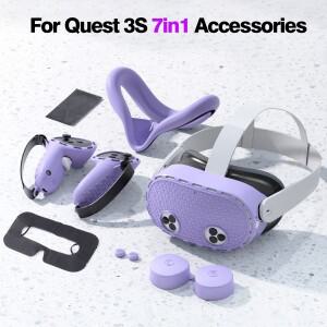 Meta Quest 3S VR 페이스 커버 컨트롤러 그립 헤드셋 액세서리 용 7 in1 소프트 내구성 실리콘 보호 키트