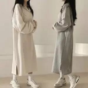 가을 겨울 따뜻한 여성 기모 브이넥 롱긴팔 원피스 (KYR-WE67950)