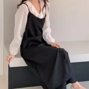 여성 레이어드 랩스커트 리본 끈나시 하객룩 롱드레스