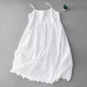 펀칭 롱 플라워 레이어드 린넨 원피스 이너 속치마 레이스