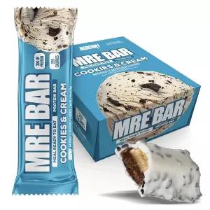 레드콘1 MRE 단백질 바 쿠키 크림 - 12 카운트 20g 고단백 스낵 뉴트리션 이동 중 아침 식사 또는 운동 후