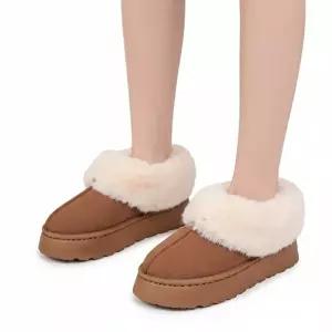 [신상오픈런]|CCS7DAF|여성용 데일리 편안한 캐주얼 털 슬립온 통굽 신발