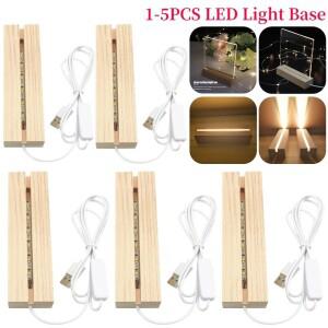 송진 램프용 직사각형 단단한 너도밤나무 나무 LED 베이스 릴 유리 플레이트 스탠드 목재 조명 디스플레이