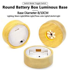 810CM LED 원목 무드등 3개 AAA 배터리 7개 무선 원형 발광 베이스 크리스탈 볼